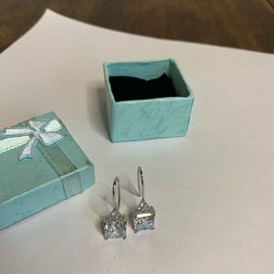 CZ Diamond Dangle 2 Carat Earrings